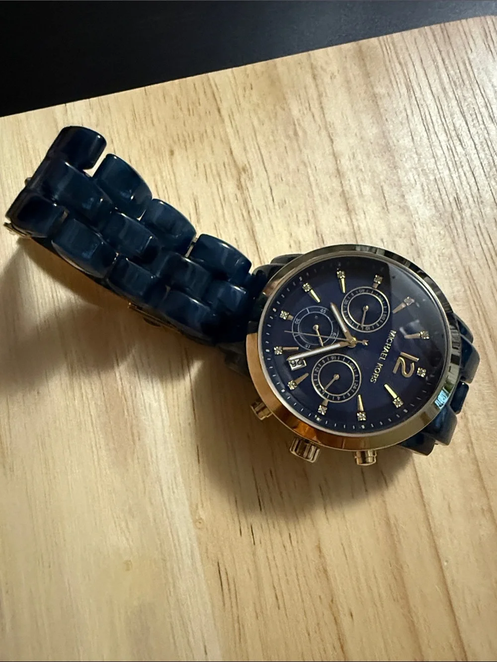 Michael Kors Dark Blue and Gold Chronograph Link Watch